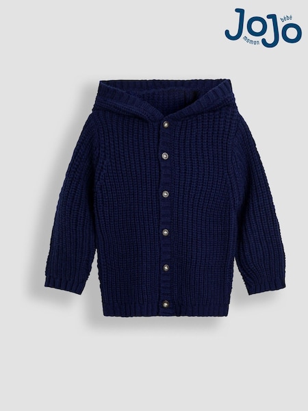 JoJo Maman Bébé Blue Knit Hooded Cardigan (F49231) | AED146 - AED157