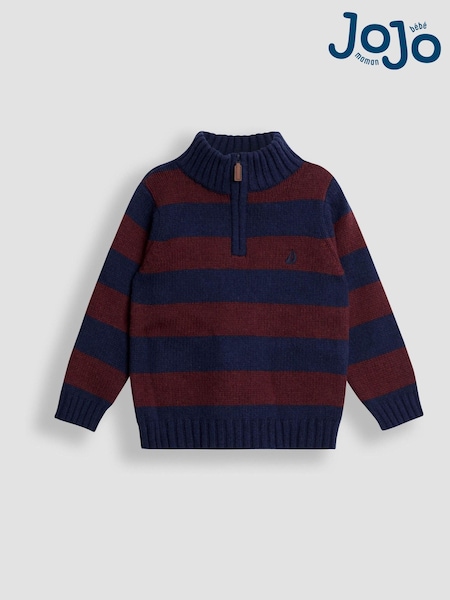 Rojo - JoJo Maman Bébé Classic Stripe Half Zip Jumper (F49232) | 40 € - 45 €