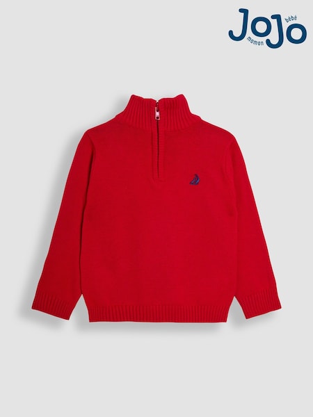 JoJo Maman Bébé Red Classic Half Zip Jumper (F49242) | €31.50 - €35.50