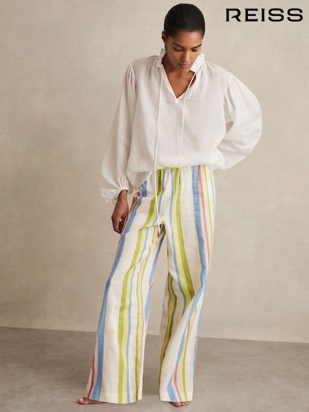 Reiss Stevie Linen-Blend Stripe Trousers (F49247) | ‏875‏₪