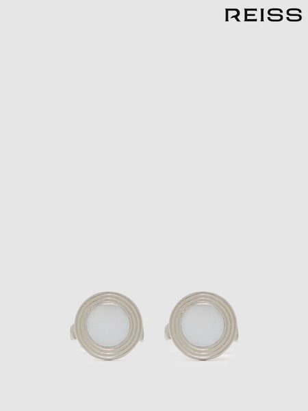 Reiss Silver Tone Digby Inlaid Round Ridge Cufflinks (F49249) | €75
