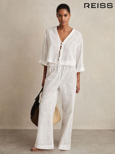 Reiss Nadia Cotton Broderie Tie-Front Top (F49258) | 168 €