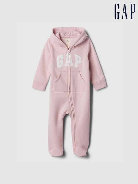 Gap Pink Logo Hooded Baby All In One (Newborn-12mths) (F49289) | kr357