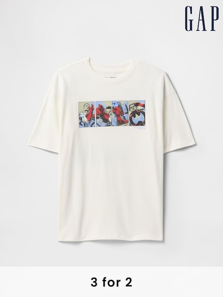 Gap White Captain America Marvel Graphic T-Shirt (4-13yrs) (F49298) | €18