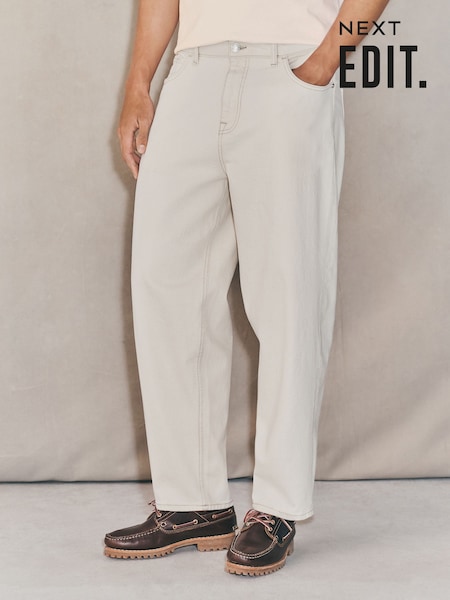 Ecru alb - EDIT Barrel Fit Jeans (F49305) | 203 LEI
