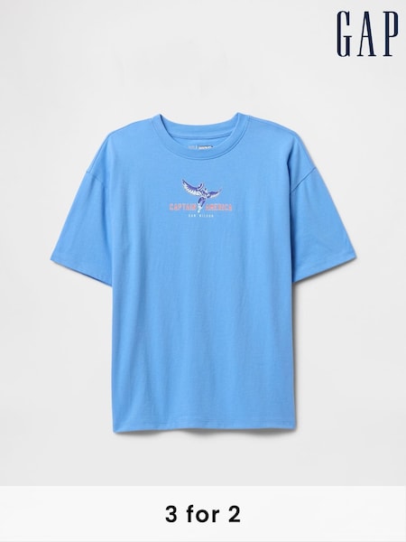 Gap Blue Captain America Marvel Graphic T-Shirt (4-13yrs) (F49307) | €20