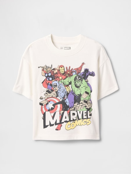 Gap White Marvel Oversized Graphic Short Sleeve T-Shirt (6mths-5yrs) (F49344) | €21