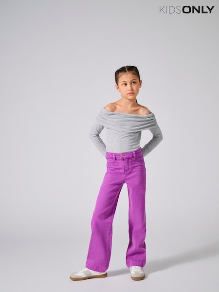 ONLY KIDS Grey Long Sleeve Off Shoulder Bardot Top (F49473) | €26