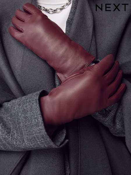 Berry Red Leather Gloves (F49480) | €27