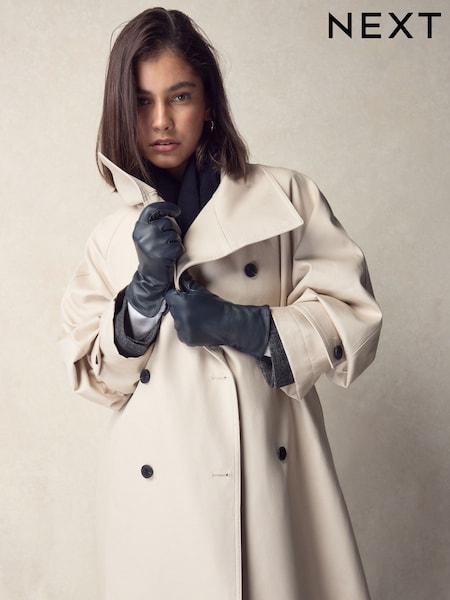 Navy Leather Gloves (F49481) | €27