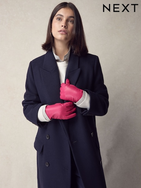 Hot Pink Leather Gloves (F49482) | €26