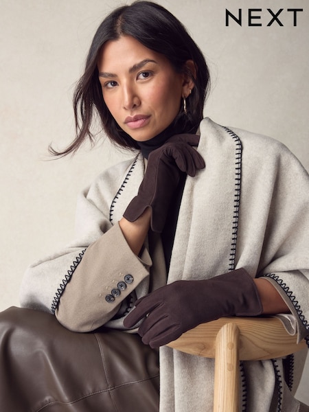 Chocolate Brown Suede Gloves (F49489) | €27