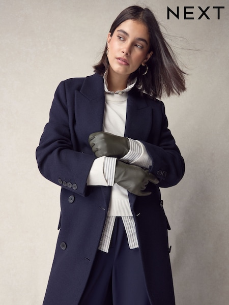 Khaki Green Leather Gloves (F49495) | €26