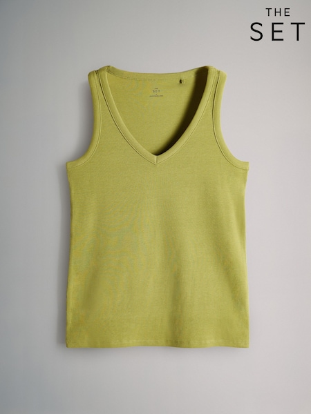 The Set Lime Green V-Neck Ribbed Vest (F49609) | 27 QAR