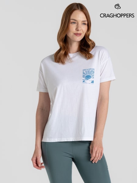 Craghoppers National Trust Bistort Short Sleeve 100% Cotton White T-shirt (F49667) | ‏14 ر.ع.‏