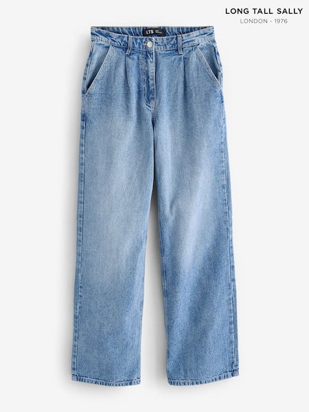 Long Tall Sally Blue Wide Leg Pleated Front 100% Cotton Jeans (F49688) | € 67