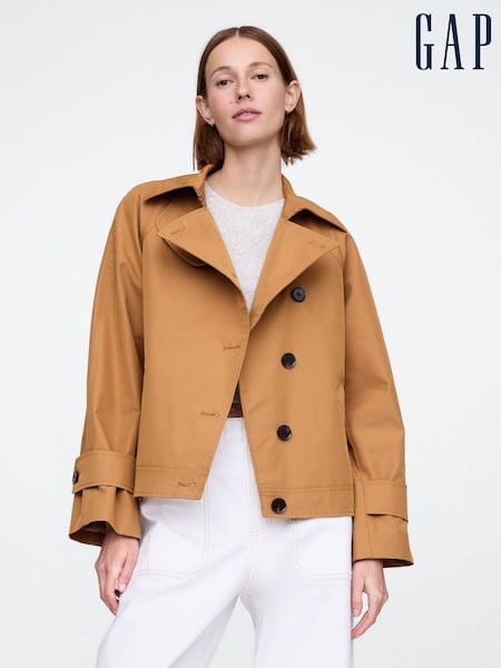 Gap Brown Asymmetrical Short Trench Jacket (F49721) | €179