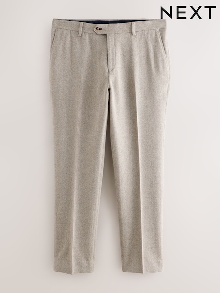 Neutral Slim Fit Trimmed Textured Wool Blend Suit Trousers (F49764) | R$ 620