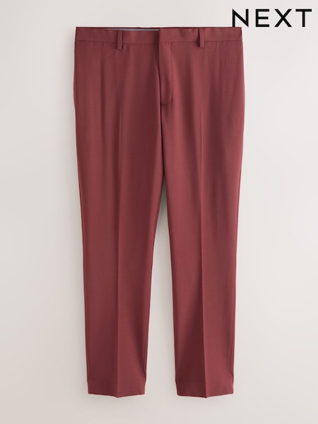 Rust Brown Slim Fit Motion Flex Wool Blend Suit Trousers (F49784) | 292 QAR