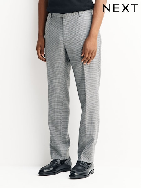 Gris claro - Tailored Fit Wool Blend Puppytooth Suit Trousers (F49786) | 78 €