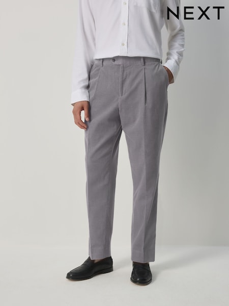 رمادي فاتح - Slim Fit Corduroy Suit Trousers (F49793) | ‏219 د.إ.‏