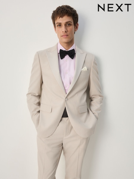 Neutral Slim Fit Flannel Tuxedo Suit Jacket (F49809) | €107