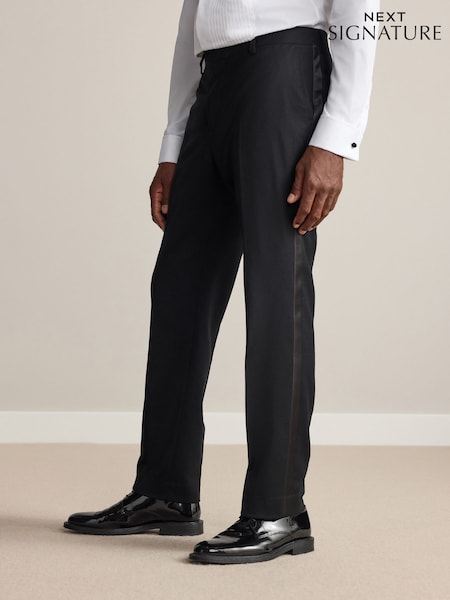 Black Signature Zignone Wool Cashmere Tuxedo Suit Trousers (F49818) | €139