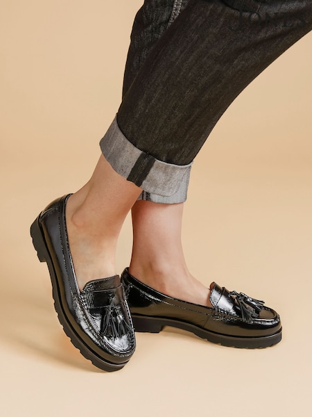 Črna/Chrome - Jones Bootmaker Leather Casual Slip On Shoes (F49832) | € 117