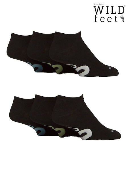 Wild Feet Black Bamboo Snake Sole Trainer Socks (F49853) | €20