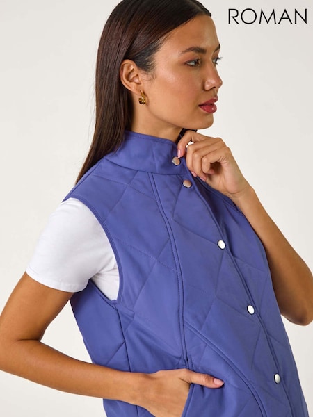 Roman Blue Diamond Quilt Short Gilet (F49868) | ₪346