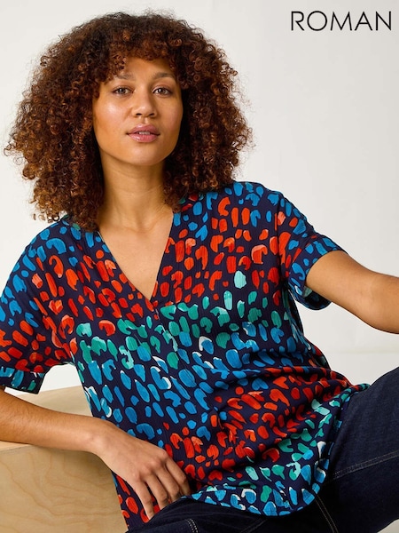 Roman Blue Abstract Spot Print Tunic (F49884) | €45