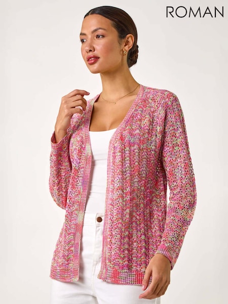 Roman Pink Space Dye Knit Pink Cardigan (F49898) | €53