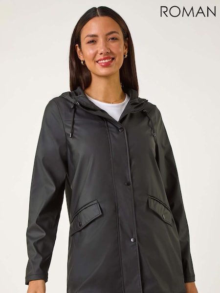 Negru - Roman Rain Resistant Cu glugă Jachetă (F49998) | 484 LEI