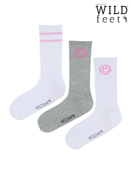 Wild Feet White Sports Style Crew Socks 3 pack (F49999) | €15.50