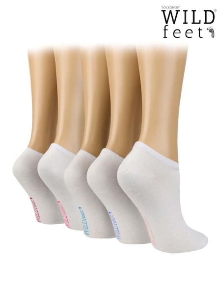 Wild Feet White Bamboo Multi Pack Trainer Socks (F50001) | €19