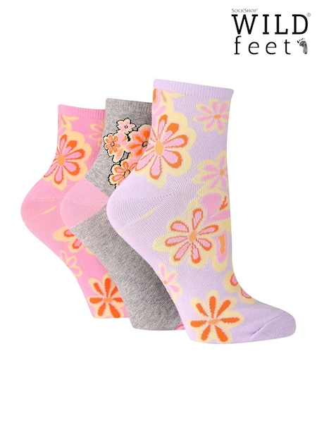 Wild Feet Pink Cotton Cropped Crew Socks (F50008) | €17