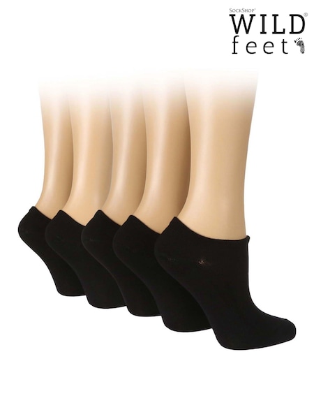 Wild Feet Black Bamboo Multi Pack Trainer Socks (F50009) | €21