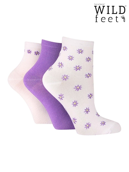 Wild Feet White Bamboo Cropped Crew Socks 3 Pack (F50010) | ₪60