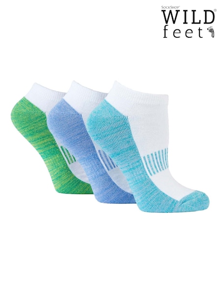 Wild Feet White Bamboo Cushioned Trainer Cut Sports Socks 3 Pack (F50019) | €16