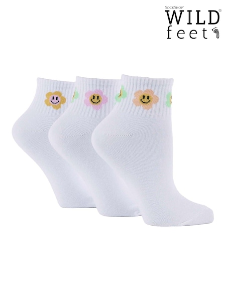Wild Feet White Quarter Length Sporty Crew Socks 3 Pack (F50023) | €16