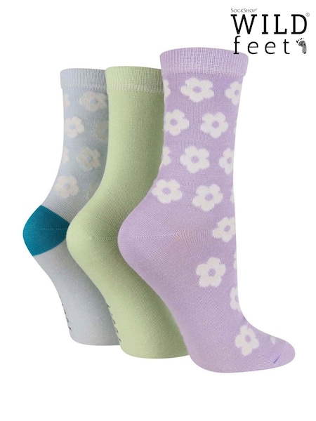 Violetti - Wild Feet Bamboo Flower Crew Socks 3 Pack (F50029) | €19