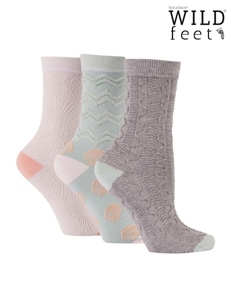 Wild Feet Grey Textured Detail Crew Socks (F50036) | AED28