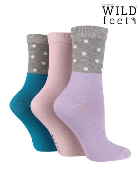 Wild Feet Grey Bamboo Pop Colour Socks 3 Pack (F50042) | €15.50