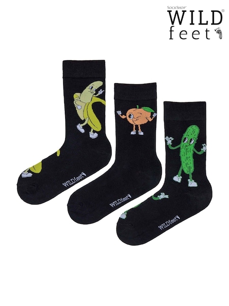 Wild Feet Black Pickle Peach Banana Crew Socks (F50055) | €15.50