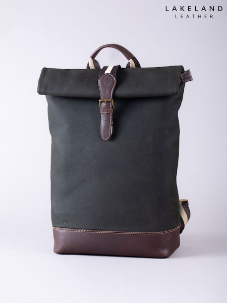 Lakeland Leather Dark Green Waxed Walton Rolltop Backpack (F50067) | €138