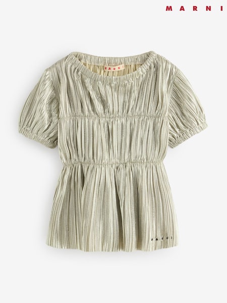 Marni Kids Gold Pleated Top (F50103) | AED611