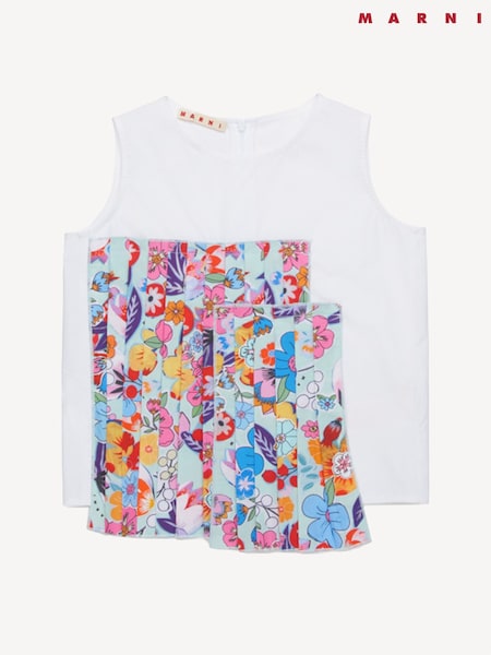 Marni White Floral Printed Sleeveless Top (F50108) | AED670