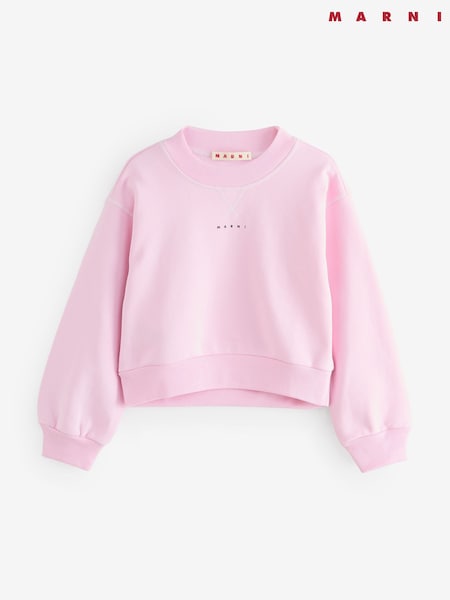 Marni Pink Logo Cropped Sweatshirt (F50115) | AED611