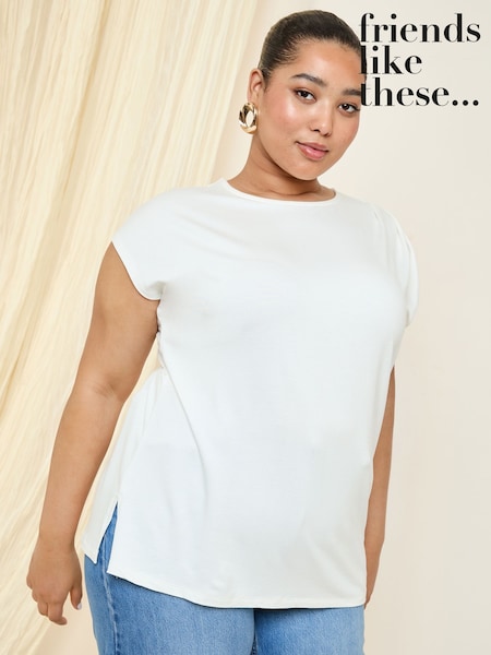 Elfenbein - Friends Like These Kurzärmelige Drapierte Tunika (F50206) | 34 €