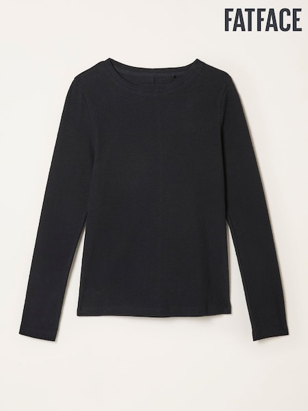 Preto - FatFace Long Sleeve Top (F50227) | R$ 290